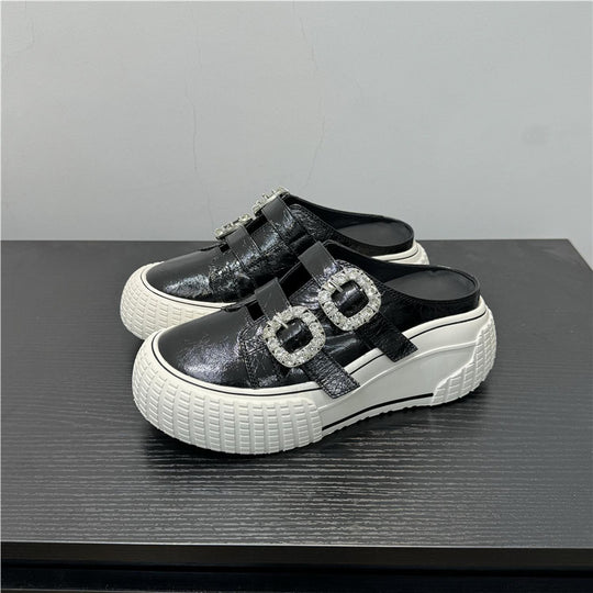 Damen modische Clutch-Sneaker mit dekorativen Strassschnallen R&B
