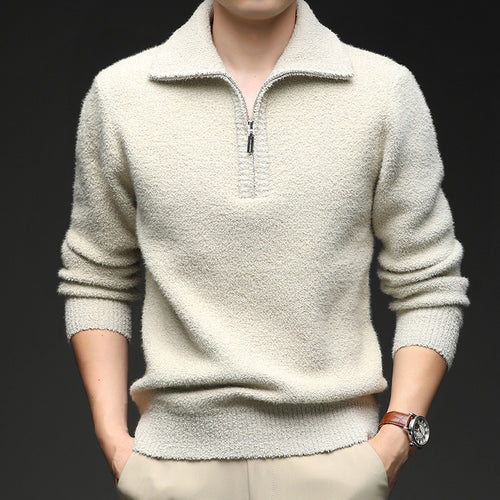 Herren Pullover mit hohem Kragen und Reißverschluss R&B