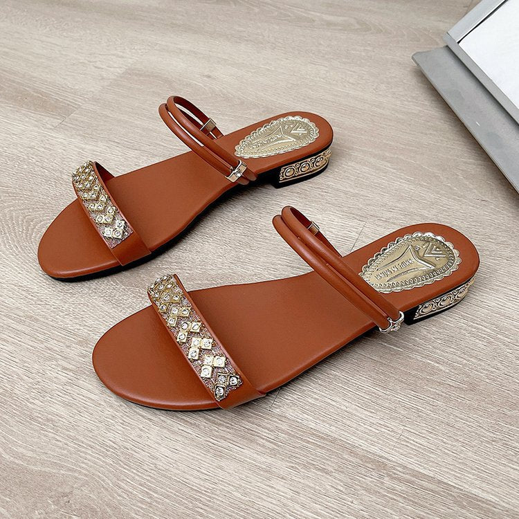 Damen glamouröse Sandalen mit funkelnden Schmuckakzenten R&B