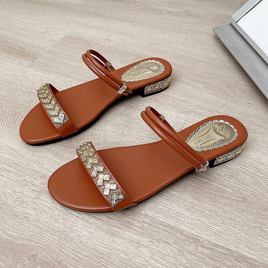Damen glamouröse Sandalen mit funkelnden Schmuckakzenten R&B