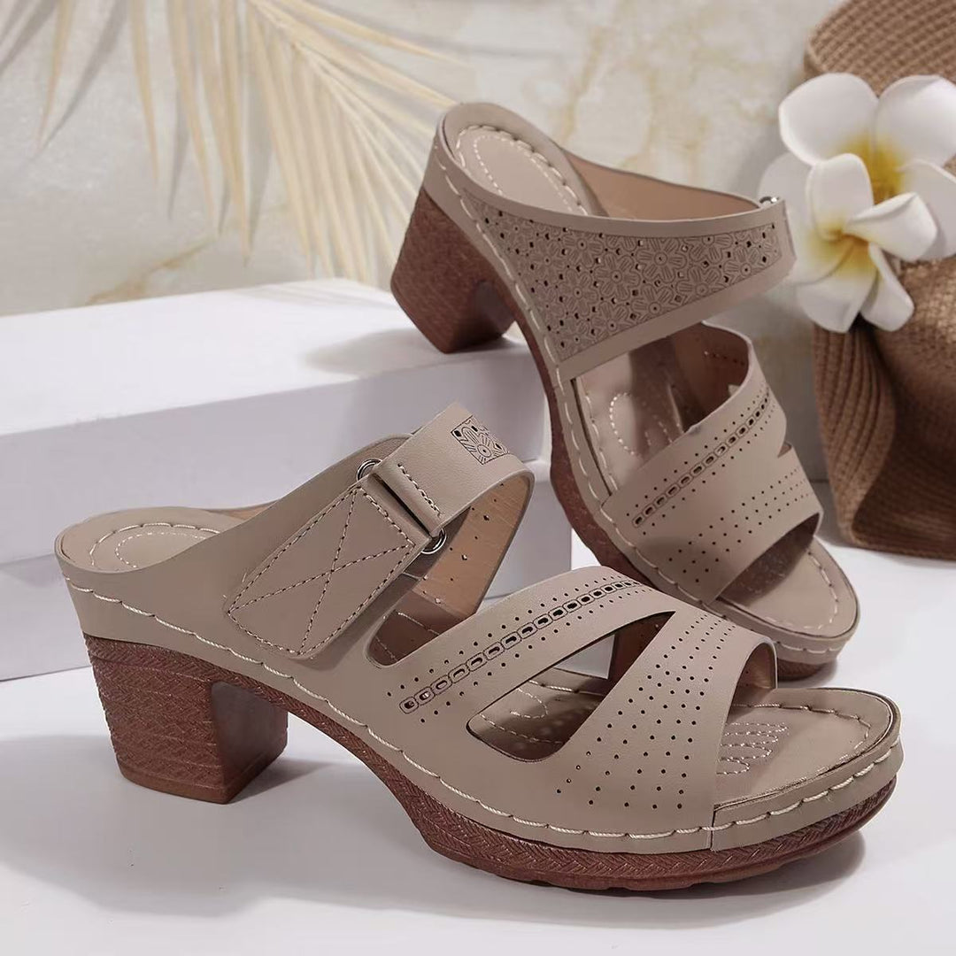 Damen Wedge-Pantoletten mit atmungsaktivem Obermaterial und verstellbarem Riemen R&B