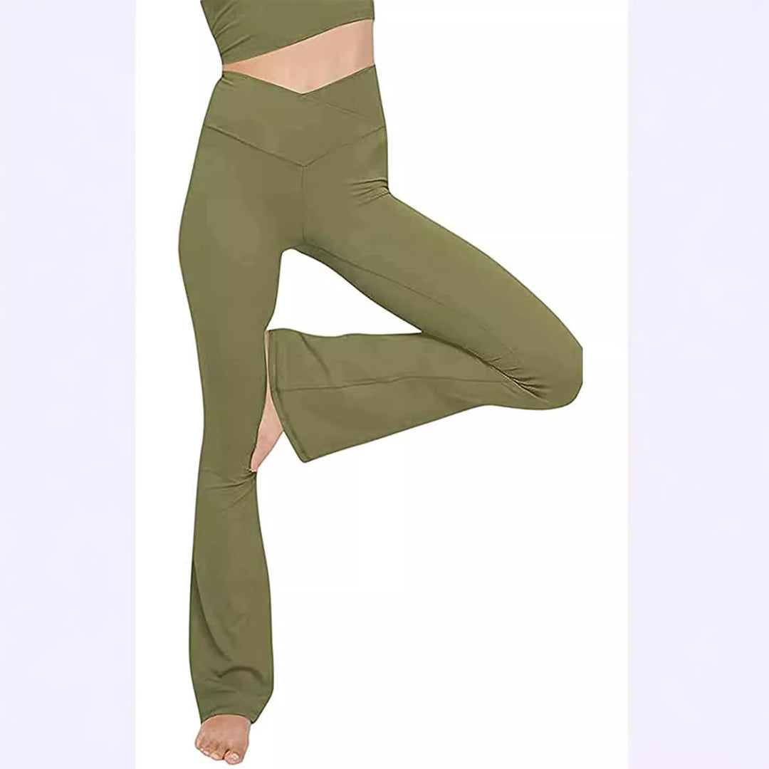 Damen Bootcut Yoga-Hose aus elastischem Material mit hohem Bund R&B