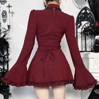 Damen schickes Mini-Kleid mit volantartigen Ärmeln und dekorativem Kragen EB