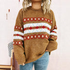 Damen lässiger Strickpullover mit dekorativen BindR&Bändern R&B