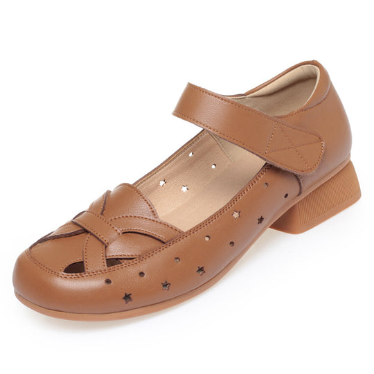 Damen Ballerinas mit verstellbarem Riemen und luftigen Lochmuster R&B