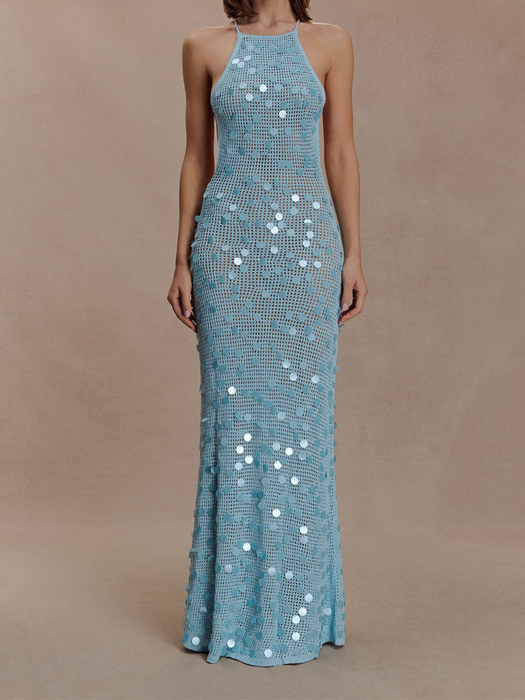 Damen Elegantes Maxikleid mit funkelnden Applikationen R&B