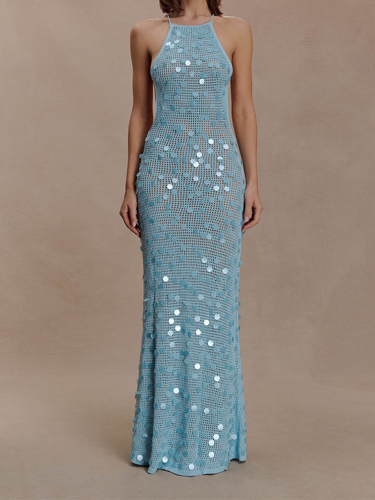 Damen Elegantes Maxikleid mit funkelnden Applikationen R&B