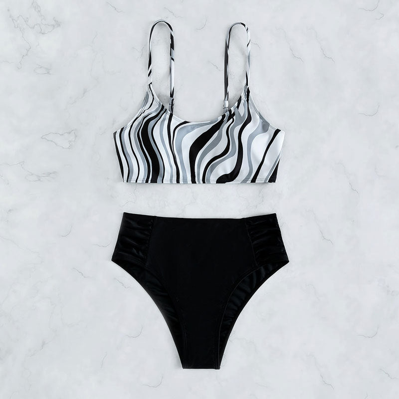 Damen Hochgeschnittener Bikini mit wellenförmigem Oberteil