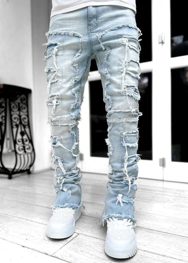 Damen Skinny Jeans mit fransigen Details R&B