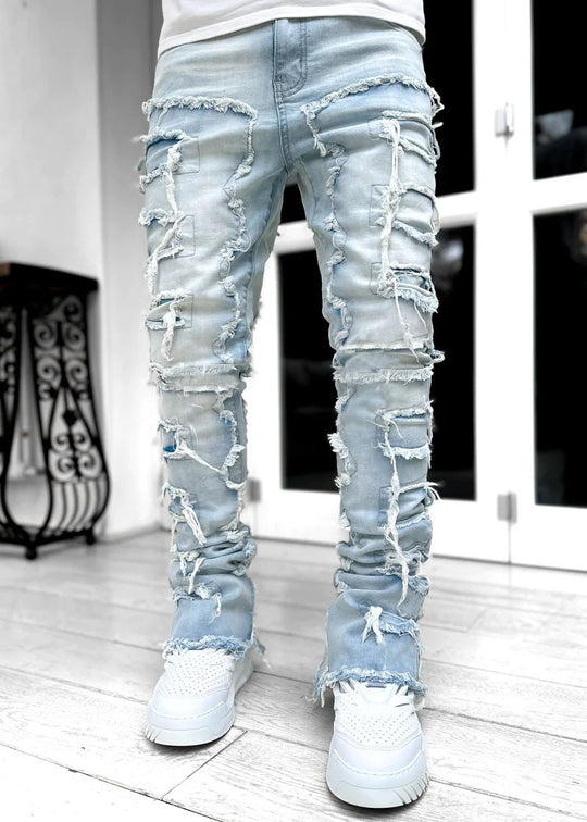Damen Skinny Jeans mit fransigen Details R&B