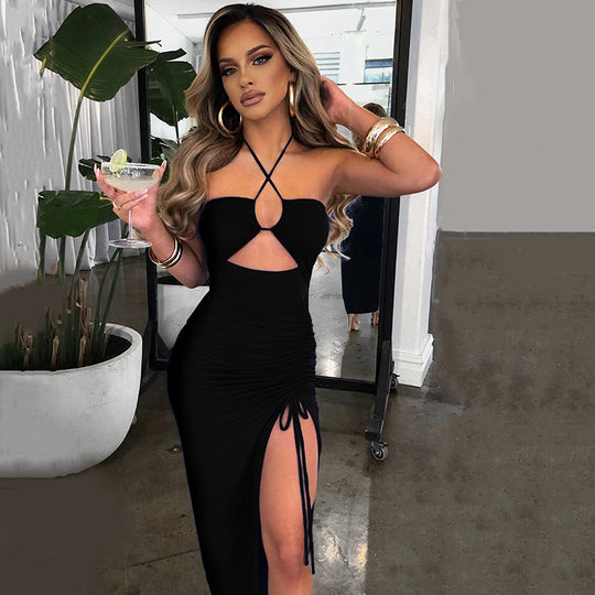 Damen Cut-Out Maxikleid mit raffiniertem Wickeldetail und verführerischem Schlitz R&B