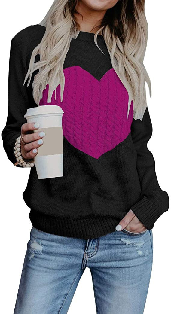Damen eleganter Strickpullover mit herzförmigem Design und komfortablem Schnitt R&B