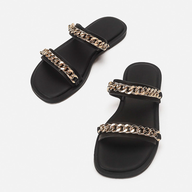 Damen Slides mit luxuriösem Kettendetail R&B