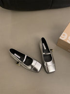 Damen elegante Mary Jane Ballerinas mit modischem Metallakzent R&B