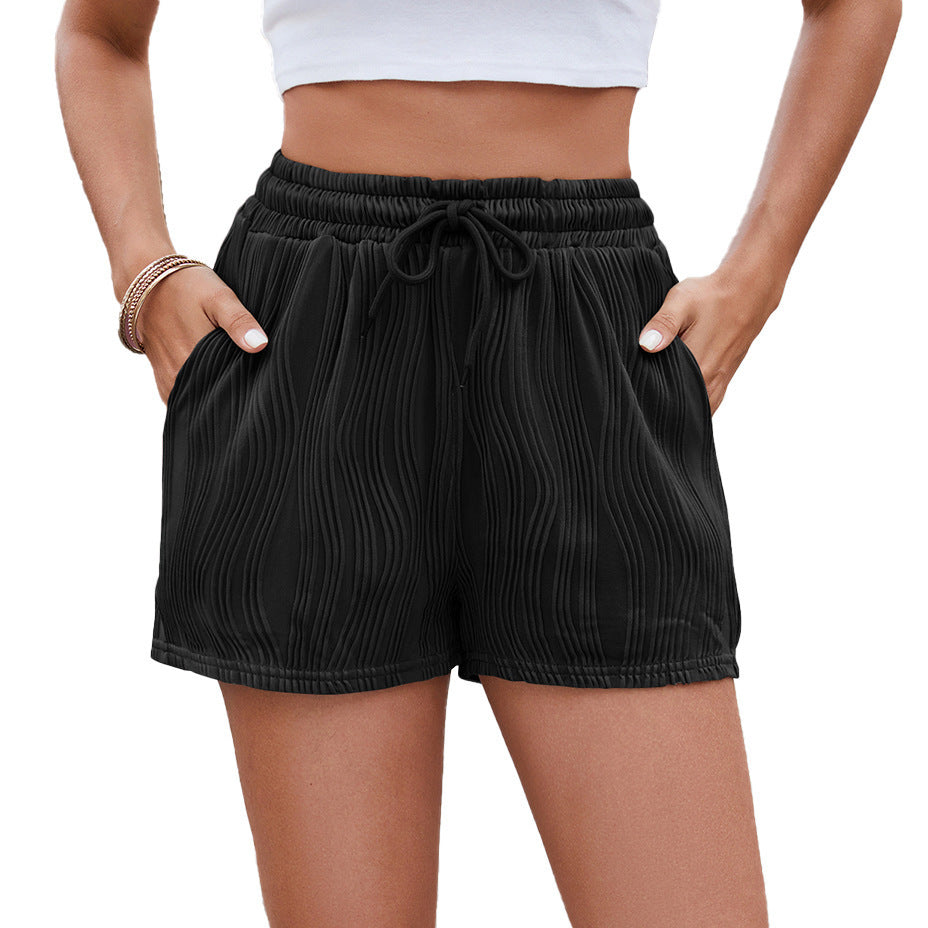 Damen Sportliche Shorts mit elastischem Bund und Raffmuster R&B