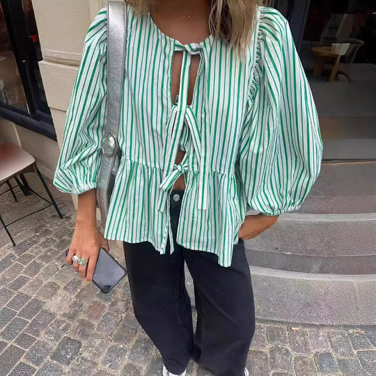 Damen Bluse mit Rüschen und Bindebändern R&B