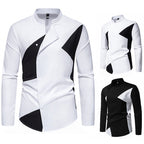 Herren modisches Designerhemd mit asymmetrischem Schnitt und innovativem Knopfdesign R&B