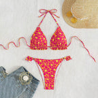 Damen Triangel-Bikini mit verstellbaren Trägern und Rüschendetails R&B