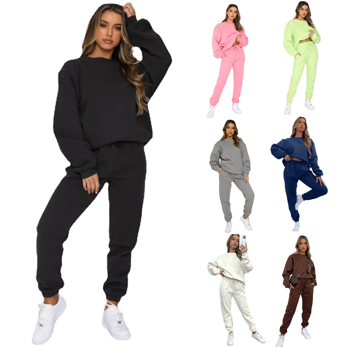 Damen Sportlicher Fleece Sweatanzug R&B