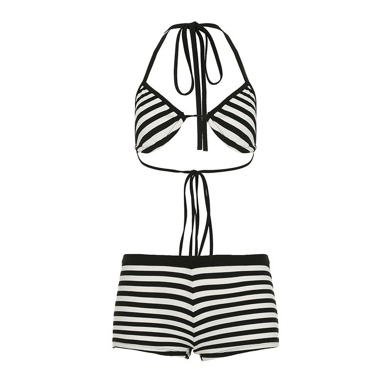 Damen trendiges Bikini-Set mit tieferem Ausschnitt und verstellbaren Trägern R&B