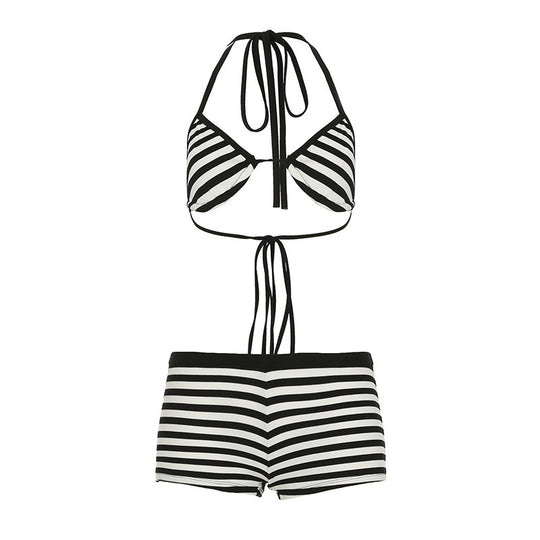 Damen trendiges Bikini-Set mit tieferem Ausschnitt und verstellbaren Trägern R&B
