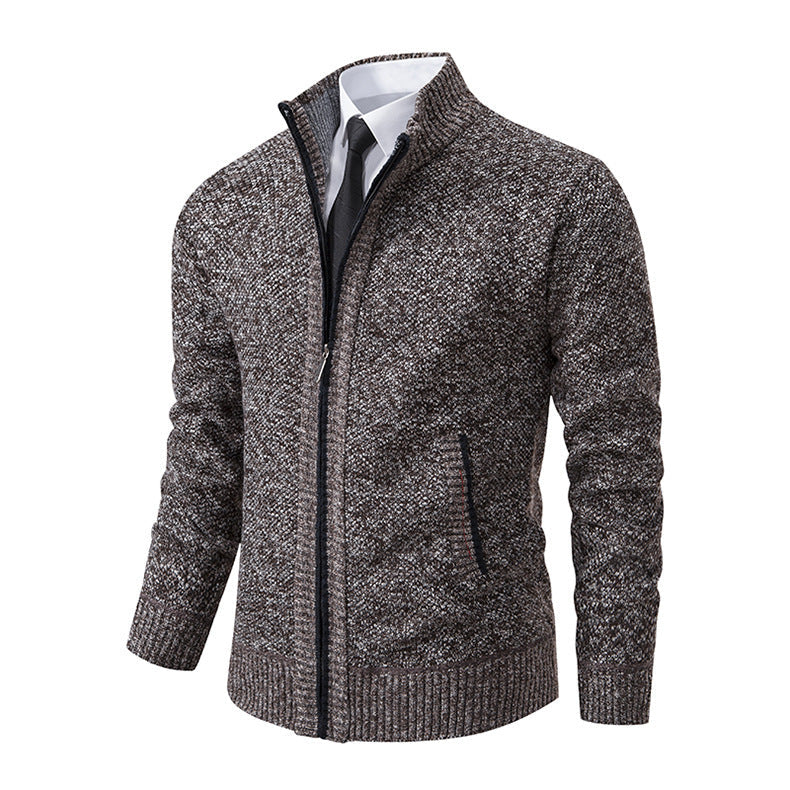 Herren modische Strickjacke mit hohem Kragen und Reißverschluss R&B