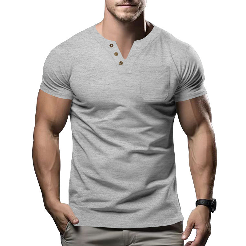 Herren Kurzarmshirt mit Knopfleiste und Brusttasche R&B