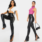 Damen Hochglänzende Leggings mit seitlichen Reißverschlüssen