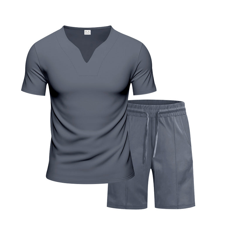 Herren Sportanzug mit V-Ausschnitt und elastischem Bund R&B