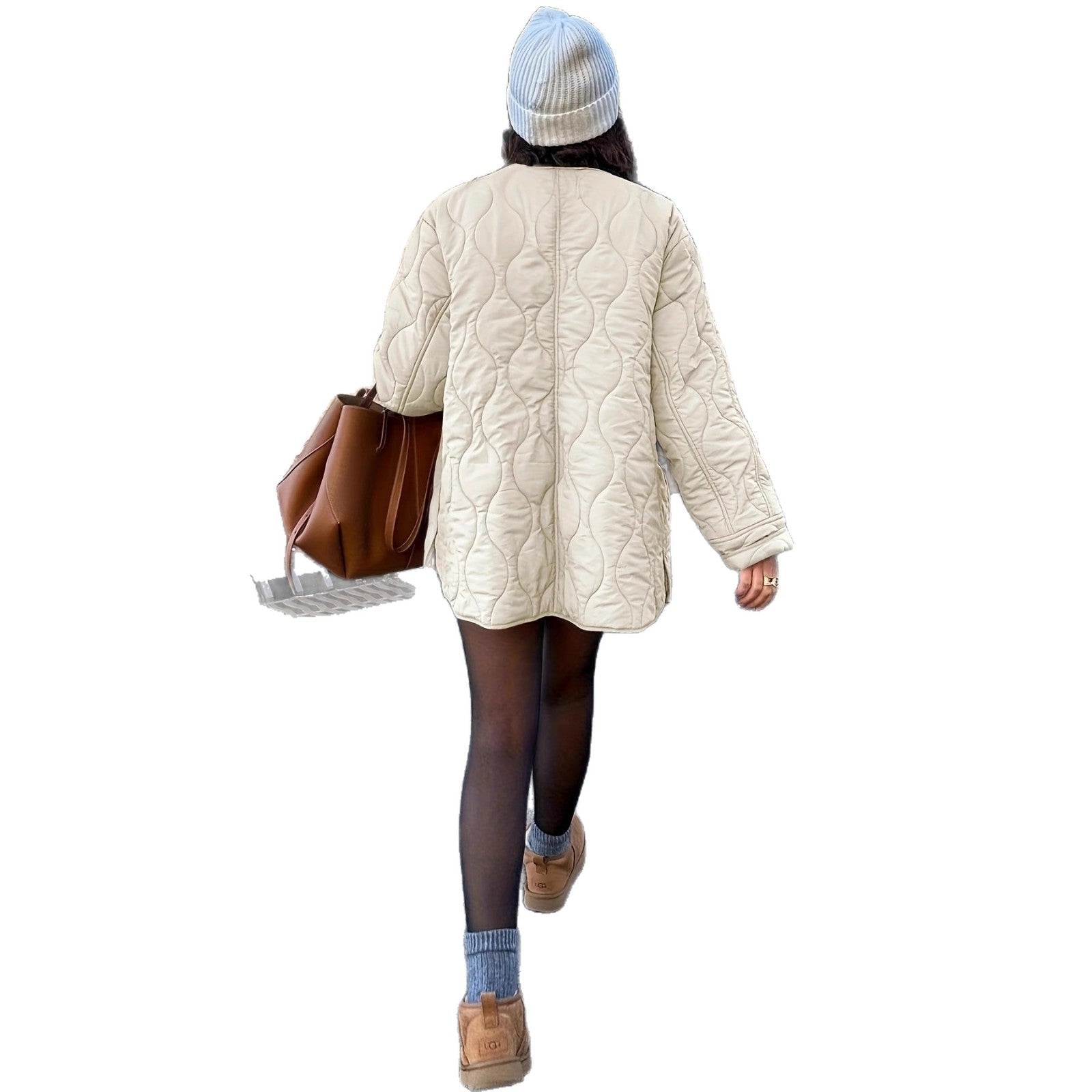 Damen Steppjacke mit großen Taschen und Rundhalsausschnitt R&B