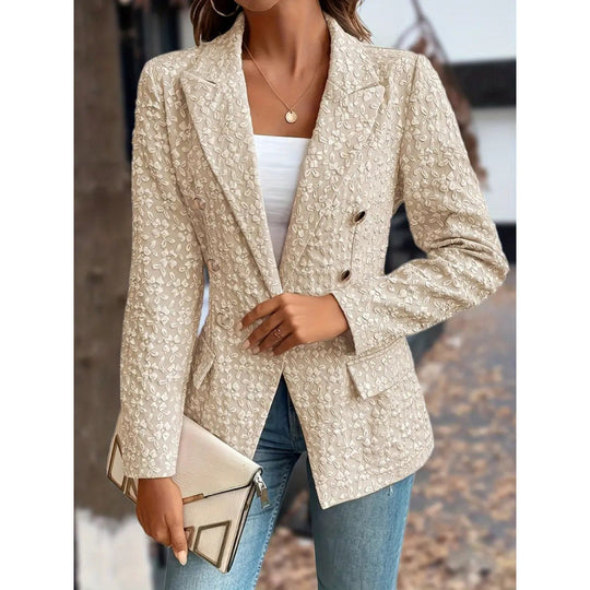 Damen Eleganter Blazer mit strukturiertem Muster und doppelter Knopfleiste R&B