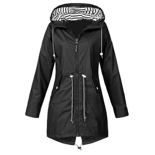 Damen wasserabweisende Freizeitjacke mit verstellbarem Kapuzenkragen und funktionalen Taschen R&B