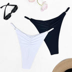Damen Bikini-Höschen mit raffinierten Raffungselementen und hohem Beinausschnitt R&B