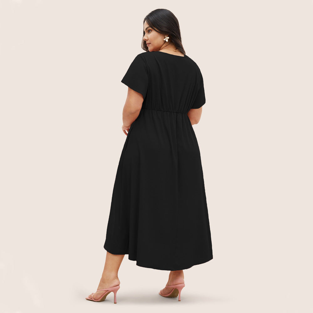 Damen Elegant geschnittenes Midikleid mit Knotendetail und kurzen Ärmeln R&B