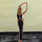 Damen figurbetontes Abendkleid mit transparenten Einsätzen und raffinierten Cut-Out-Details