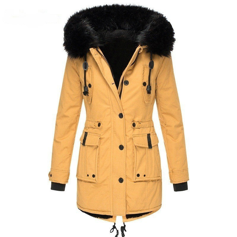 R&B | Lange Winterjacke mit Knopfverschluss für Damen Ideal für Die Kalte Saison