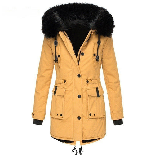 R&B | Lange Winterjacke mit Knopfverschluss für Damen Ideal für Die Kalte Saison