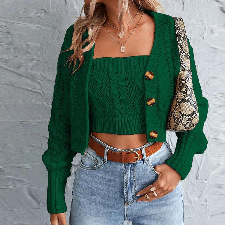 Damen Strickjacke mit Knopfdetail und modischem Zopfmuster R&B