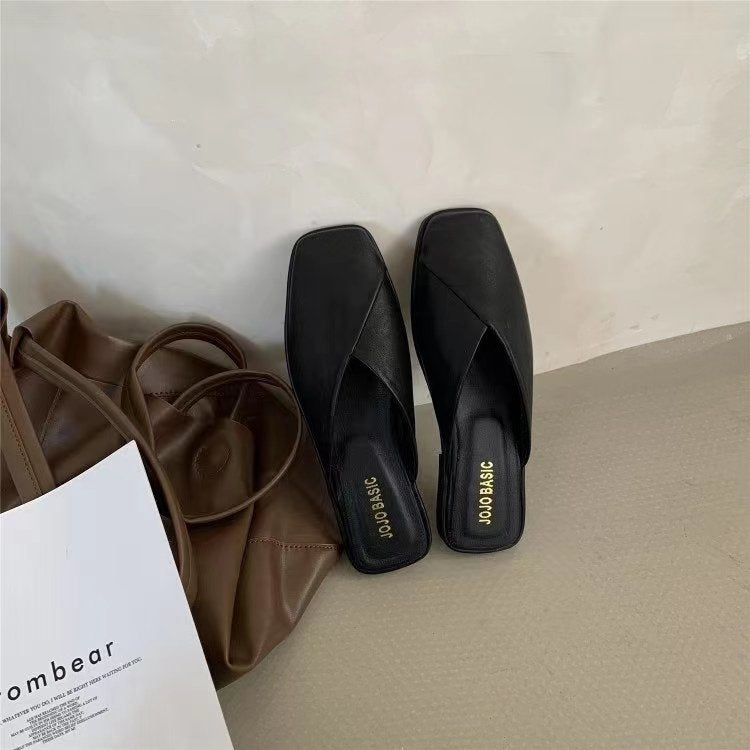 Damen Slip-On Pantoletten mit kunstlederner Oberfläche und bequemem Fußbett R&B