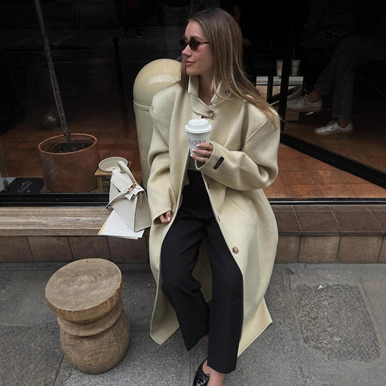 Damen elegante Wollmantel R&B