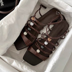 Damen Modische Plateau-Sandalen mit dekorativen Riemen und bequemer Innensohle