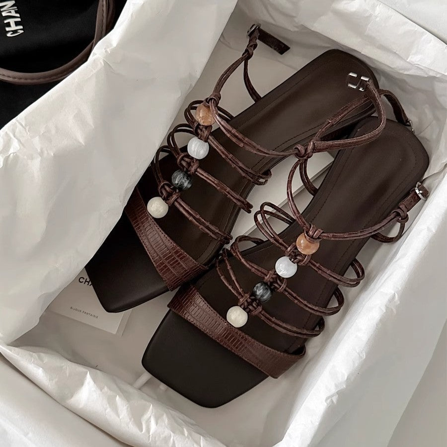 Damen Modische Plateau-Sandalen mit dekorativen Riemen und bequemer Innensohle