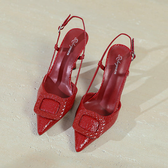 Damen Slingback-Pumps mit elegantem Kranz und schimmerndem Obermaterial R&B