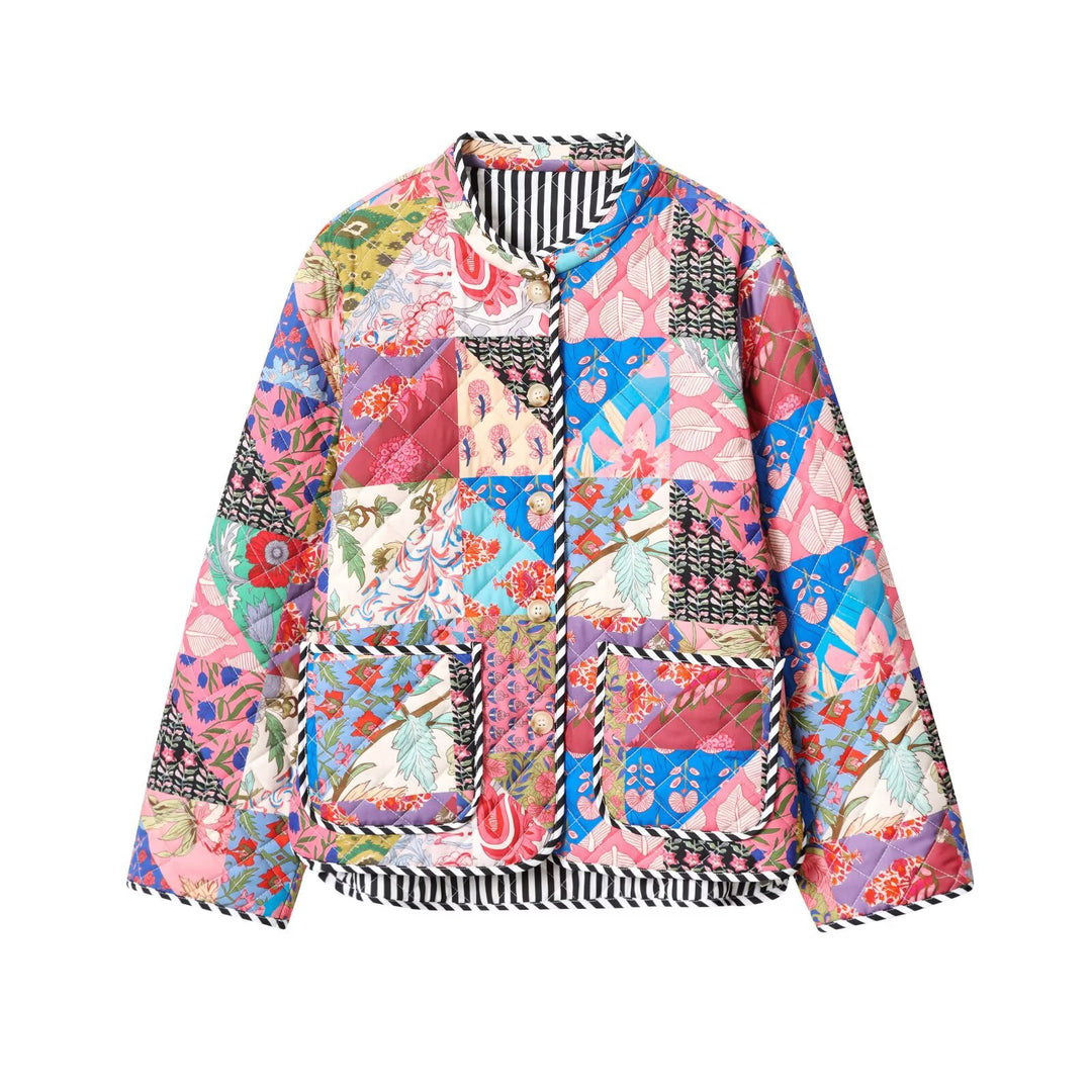Damen Steppjacke mit buntem Patchwork-Design R&B