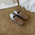 Damen Ballerinas mit doppeltem Riemen und glänzendem Obermaterial R&B