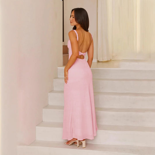 Damen Elegantes Maxikleid mit sanften Rüschendetails und schmalen Trägern R&B