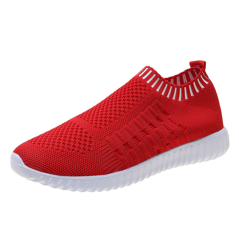 Damen atmungsaktive Slip-On Sneakers mit flexiblem Strickdesign R&B