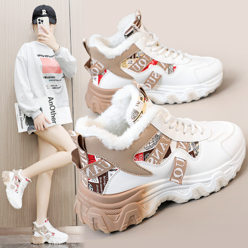 Damen High-Top Sneakers mit wärmendem Fleece und modischem Design R&B