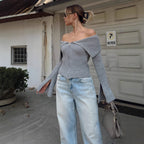 Damen Strickjacke mit weitem Ärmeldesign und Reißverschluss