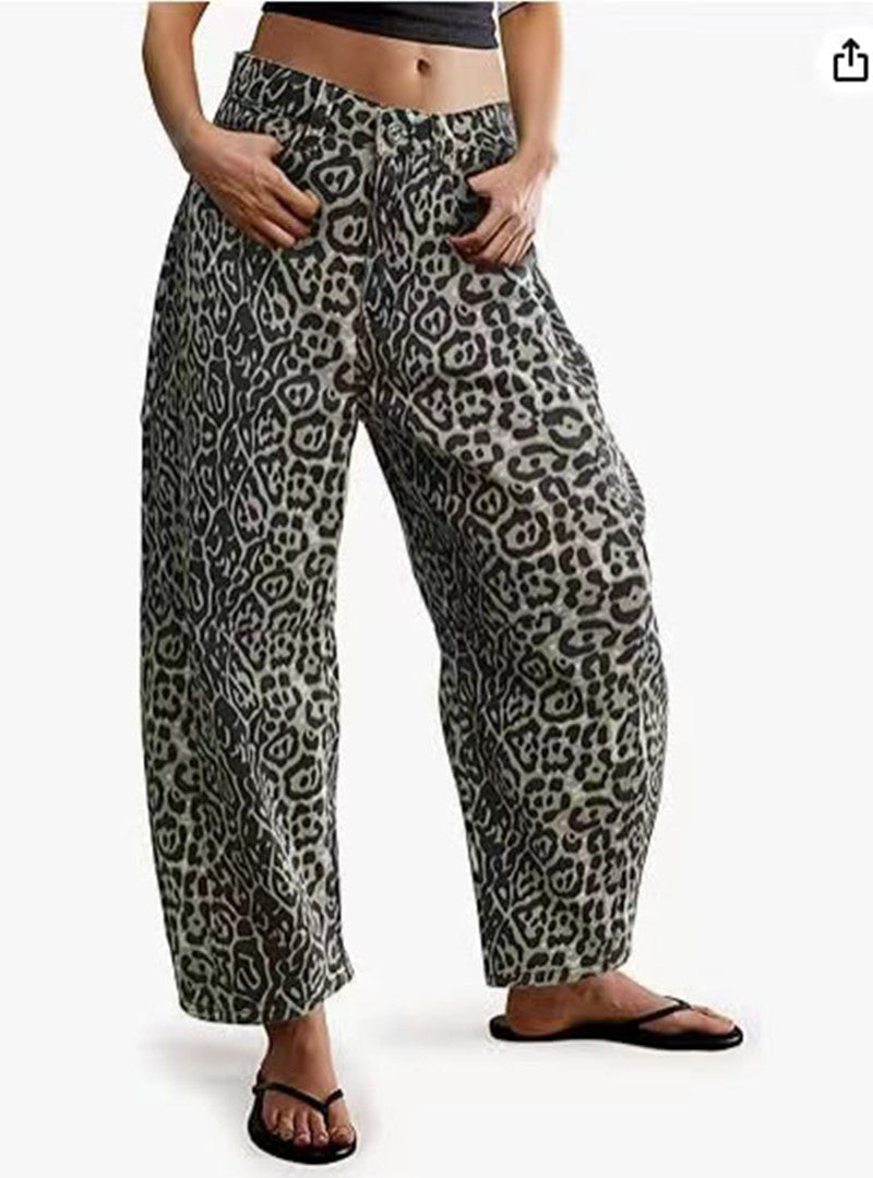 Damen Leichte Sommerhose im Leopardenmuster R&B